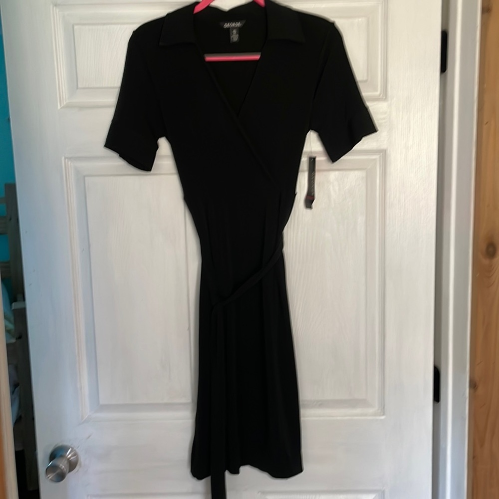 Black polyester/Spandex wrap Dress Size 4-6 NWT by George